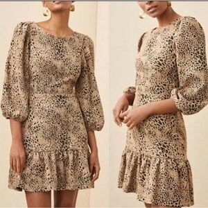Anthropologie Maeve Knit Cut-Out Leopard Print Mini Dress 2